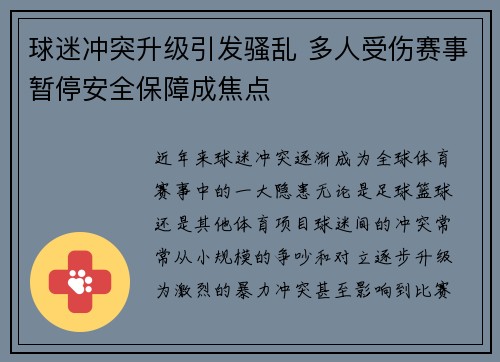 球迷冲突升级引发骚乱 多人受伤赛事暂停安全保障成焦点